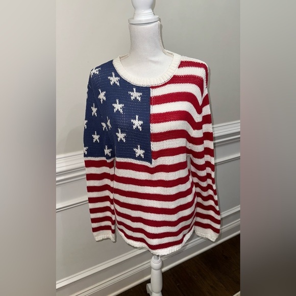 Grayson Threads American Flag 🇺🇸 Americana Knit Cotton Blend Sweater Sz S - Picture 3 of 9